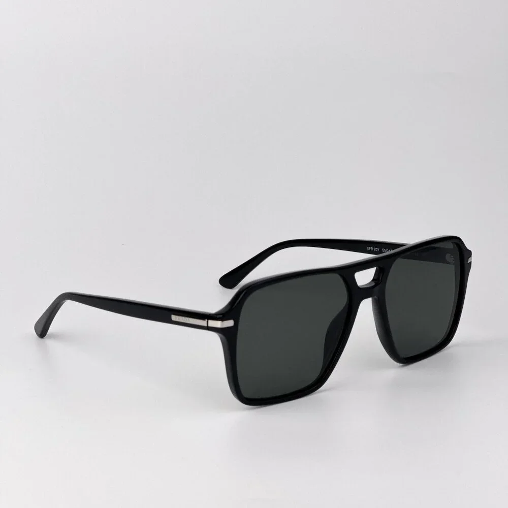 Prada PR20YS Sunglasses – Black Pilot Frame Green Polarized | Model 1AB03R